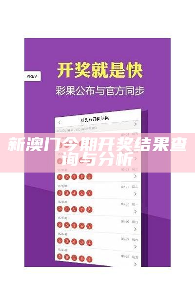 新澳门今期开奖结果查询与分析